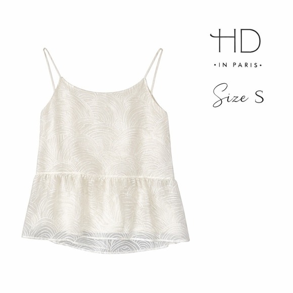HD in Paris Tops - Anthropologie HD in Paris Ivory Textured Wave Peplum Camisole Top Size S